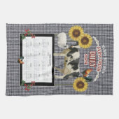 ひまわりナナロースターカウファームフレッシュ白黒 キッチンタオル (横)