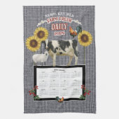 ひまわりナナロースターカウファームフレッシュ白黒 キッチンタオル (縦)