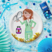 ひまわりナース紙プレート ペーパープレート (パーティー)