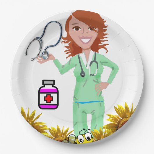 ひまわりナース紙プレート ペーパープレート (正面)