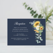ひまわりネイビーブルーのウェディングレセプションカード 出欠カード (スタンド正面)