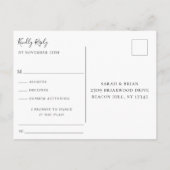 ひまわりネイビーブルーウェディングRSVP曲要求 インビテーションポストカード (裏面)