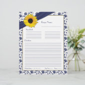 ひまわりネイビーブルーフローラバインダーレシピインサート (スタンド正面)