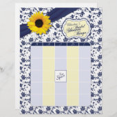 ひまわりネイビーブルーフローラブライダルシャワービンゴ (正面/裏面)