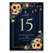 ひまわりネイビーブルーブルガンディーウッド結婚フローラ テーブルナンバー (裏面)