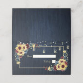 ひまわりネイビーブルーブルガンディーウッド結婚フローラ プレイスカード (外部開封)