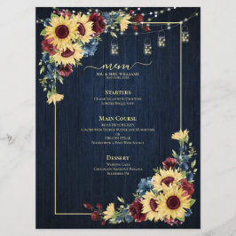 ひまわりネイビーブルーブルガンディーウッド結婚フローラ メニュー