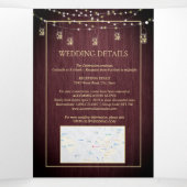 ひまわりネイビーブルーブルガンディーウッド結婚フローラ 三つ折り招待状 (内部中)