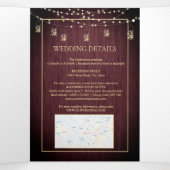 ひまわりネイビーブルーブルガンディーウッド結婚フローラ 三つ折り招待状 (内部中)