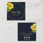 ひまわりネイビーブルーメイクアップアーティスト スクエア名刺 (正面/裏面)