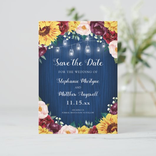 ひまわりネイビーブルーメイソンジャールライツ結婚ズ セーブザデート (スタンド正面)