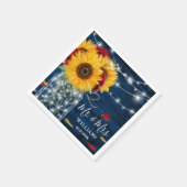 ひまわりネイビーブルーレッドローズ素朴ウッド結婚ズ スタンダードカクテルナプキン (角)