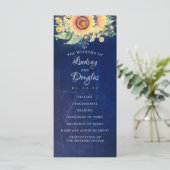 ひまわりネイビーブルー素朴秋の結婚式プログラム プログラム (スタンド正面)