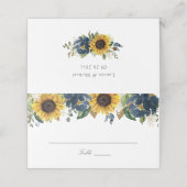 ひまわりネイビーブルー結婚フラワーズ座席表 プレイスカード (外部開封)