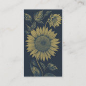 ひまわりネイビーqrコードソーシャルメディ結婚アカード 名刺 (裏面)