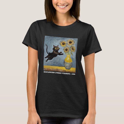 ひまわりネコミームアートグラフィック Tシャツ (正面)