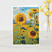ひまわりハッピーバースデーあいさつ文の追加 カード (黄色い花)