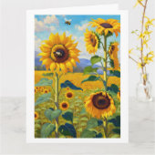 ひまわりハッピーバースデーあいさつ文の追加 カード (黄色い花)