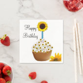 ひまわりハッピーバースデーカップケーキペーパーナプキン スタンダードカクテルナプキン (インサイチュ)