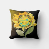 ひまわりハッピーバースデーガールブラック クッション (正面)