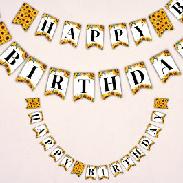 ひまわりハッピーバースデーバンティング国旗のバナー バンティングフラッグ