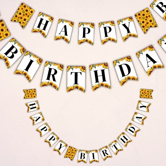 ひまわりハッピーバースデーバンティング国旗のバナー バンティングフラッグ