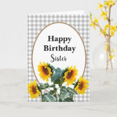 ひまわりハッピーバースデー姉フローラグリーティング カード (黄色い花)