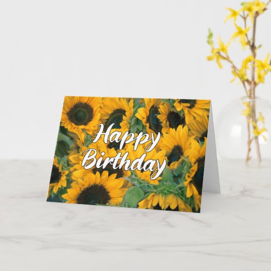 ひまわりハッピーバースデー美しい写真カード カード (黄色い花)