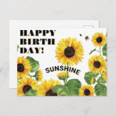 ひまわりハッピーバースデー ポストカード (正面/裏面)