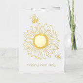 ひまわりハッピービーデイフォイル誕生日カード 箔グリーティングカード (正面)
