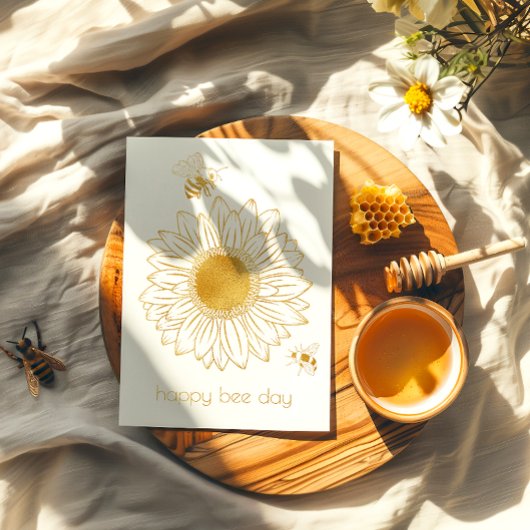 ひまわりハッピービーデイフォイル誕生日カード 箔グリーティングカード