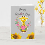 ひまわりハッピーマザーズデイ折り畳みグリーティングカード カード (黄色い花)