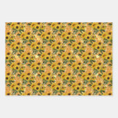 ひまわりハニカムミツバチ柄フローラ ラッピングペーパーシート (正面)