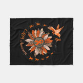 ひまわりハミングバードオレンジリボンクリップスウォリアー フリースブランケット (正面(横))