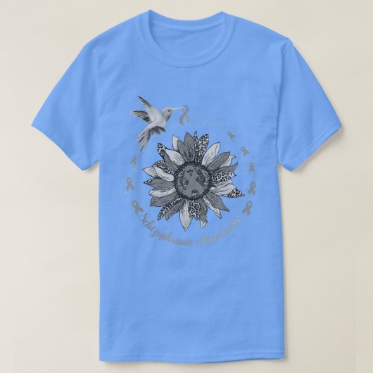 ひまわりハミングバードシルバー統合失調症の戦士 Tシャツ (デザイン正面)