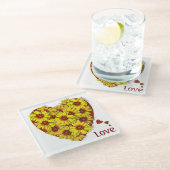 ひまわりハートガラスコースター ガラスコースター (アングル)