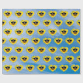 ひまわりハート抽象芸術オンスカイ ラッピングペーパー (フラット)