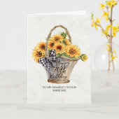 ひまわりバスケットいとこの70誕生日 カード (黄色い花)