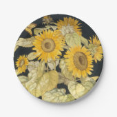ひまわりバタフライガーデンヴィンテージ磁器 ペーパープレート (正面)