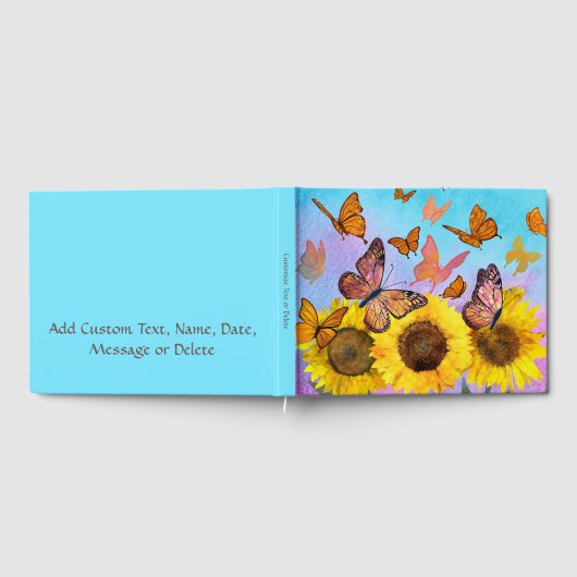 ひまわりバタフライガーデン花がパーソナライズ ゲストブック (全面)