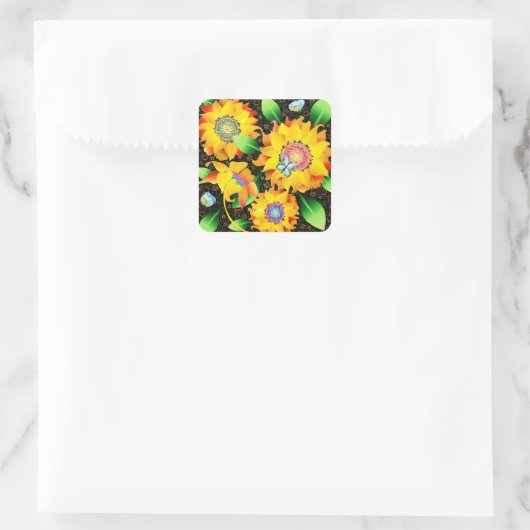 ひまわりバタフライガーデン スクエアシール (バッグ)