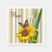 ひまわりバタフライホワイトチューリップ紙ナプキンス スタンダードカクテルナプキン (正面)
