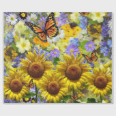 ひまわりバタフライマットラッピング紙 ラッピングペーパー (フラット)