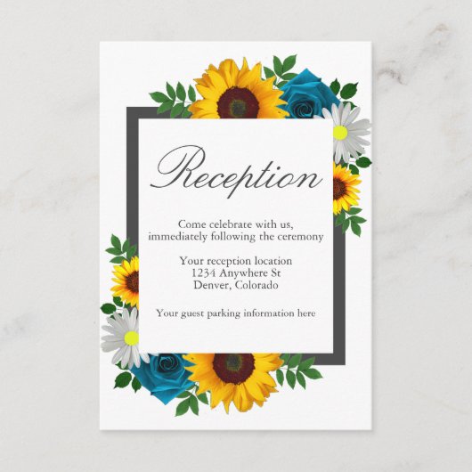ひまわりバラデイジーフローラウェディングレセプション エンクロージャーカード (正面)