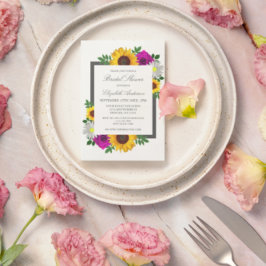 ひまわりバラデイジーフローラブライダルシャワー 招待状