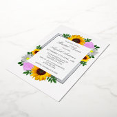 ひまわりバラデイジーフローラブライダルシャワー 箔招待状 (回転した状態)