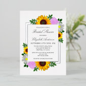 ひまわりバラデイジーフローラブライダルシャワー 箔招待状 (立ち正面)
