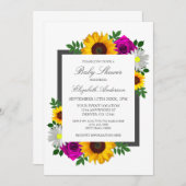 ひまわりバラデイジーフローラベビーシャワー 招待状 (正面/裏面)