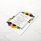 ひまわりバラデイジー秋フローラブライダルシャワー 箔招待状 (回転した状態)