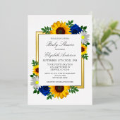 ひまわりバラデイジー秋フローラベビーシャワー 箔招待状 (立ち正面)